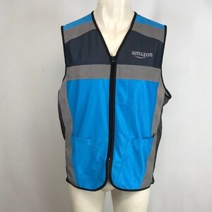 LULY YANG High Visibility Vest Safety Workwear Blue Gray Reflective M L